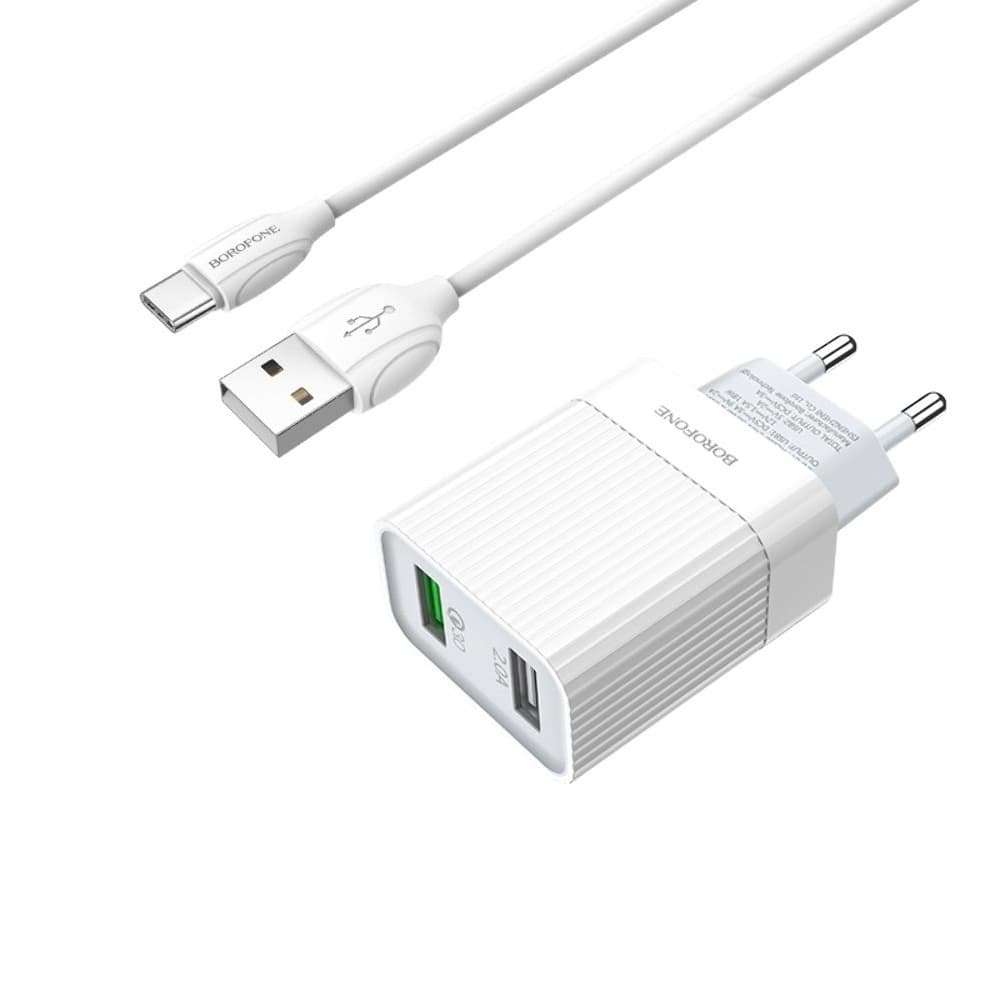    Borofone BA39A, 2 USB, Quick Charge 3.0, Type-C, 