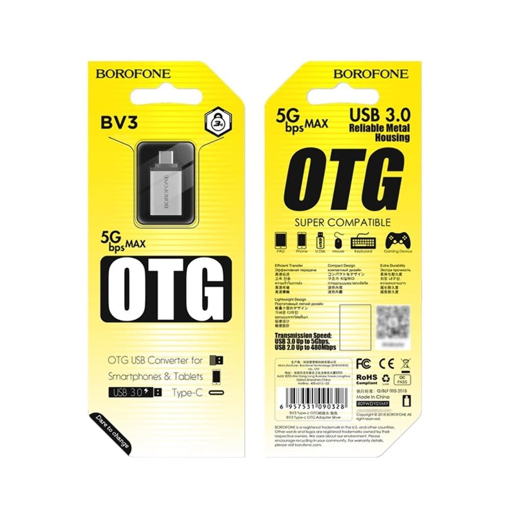  OTG Borofone BV3, Type-C  USB 3.0 (F), 