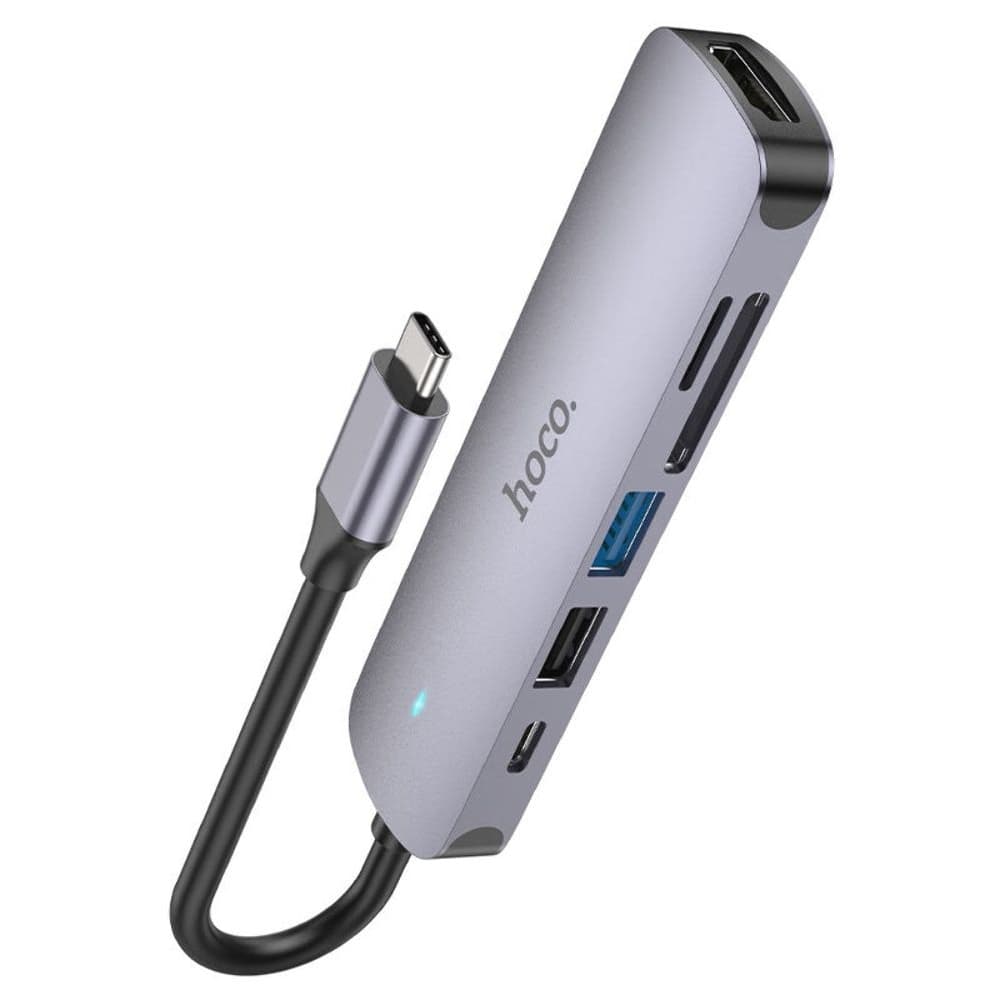   Hoco HB28, 6  1, Type-C  USB 3.0 (F)/ USB 2.0 (F)/ HDMI (F)/ Type-C (F)/ SD/ TF, Power Delivery (60 ), 13 , 