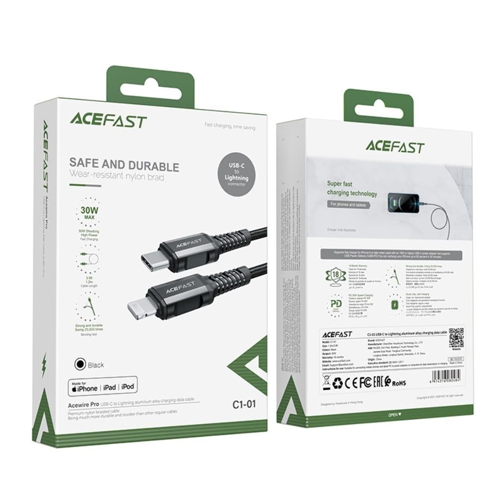 USB- Acefast C1-01, Type-C  Lightning, Power Delivery (30 ), 120 , 