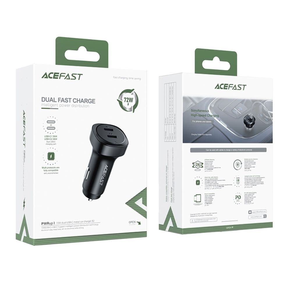    Acefast B2, 2 Type-C, 3.0 , 72 , Power Delivery, Quick Charge, 