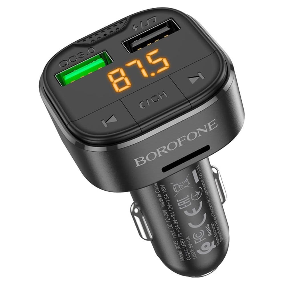    Borofone BC43 2 USB Quick Charge 3.0,    FM-