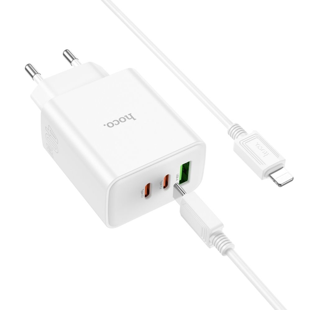    Hoco C126A, 1 USB, 2 Type-C, PowerDelivery (40 ), ,   Type-C  Lightning