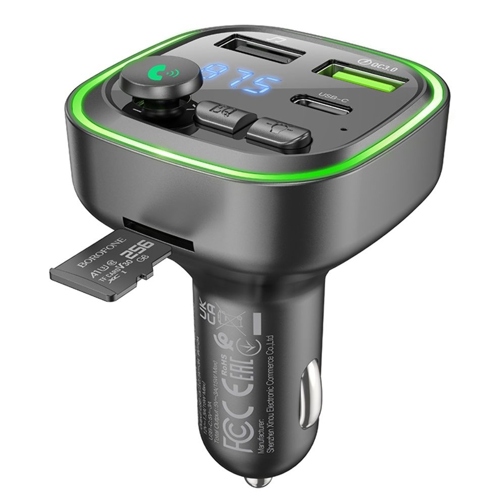    Borofone BC48, 2 USB, 1 Type-C, Quick Charge 3.0, + c FM-,  | ,  