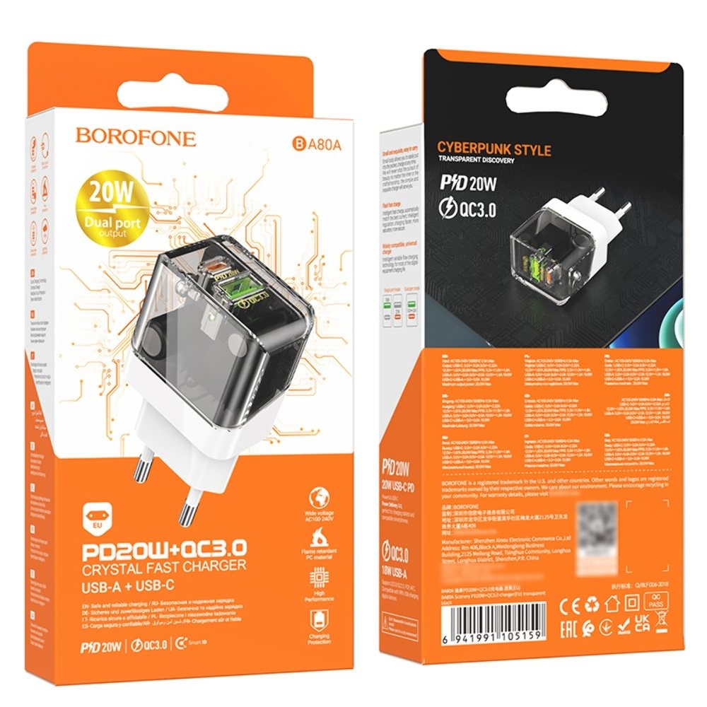    Borofone BA80A USB, Type-C, PowerDelivery, QuickCharge -, 