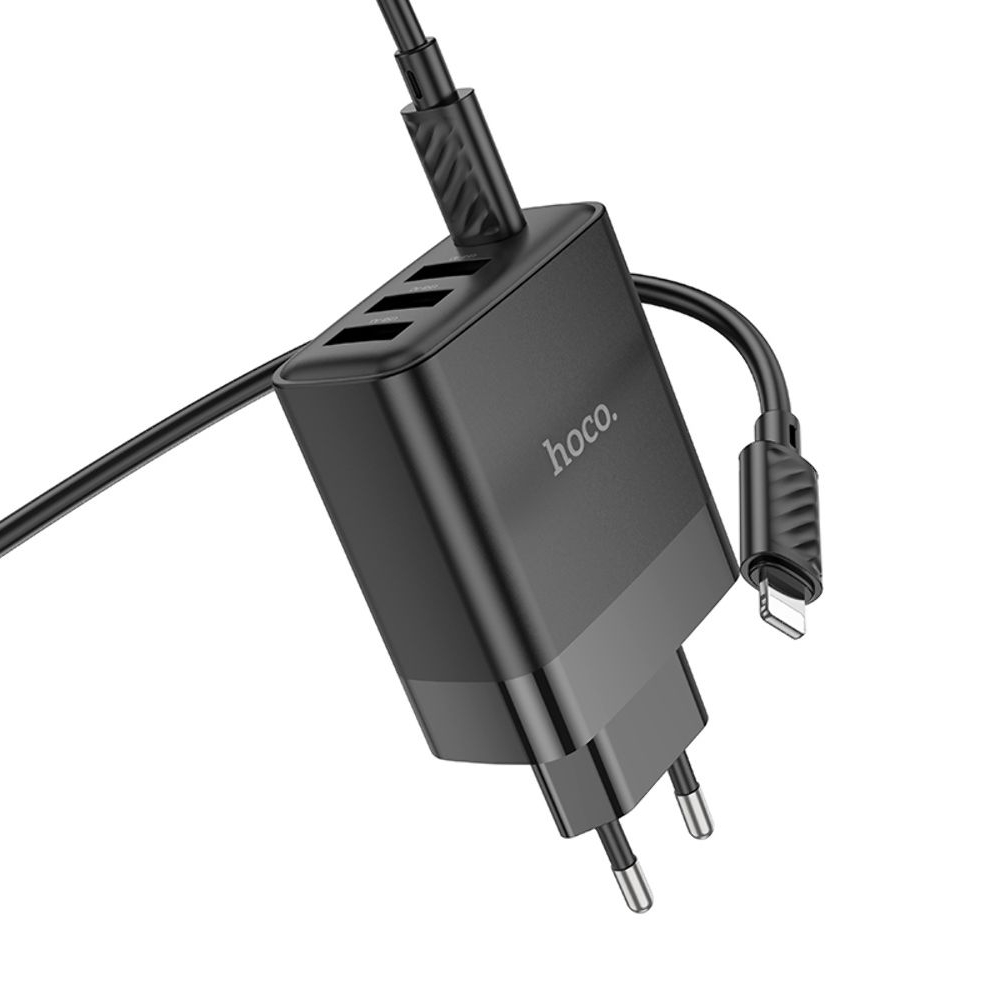    Hoco C127A, 3 USB, Type-C PD45W, ,   Type-C  Lightning