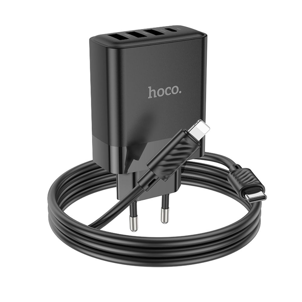    Hoco C127A, 3 USB, Type-C PD45W, ,   Type-C  Lightning