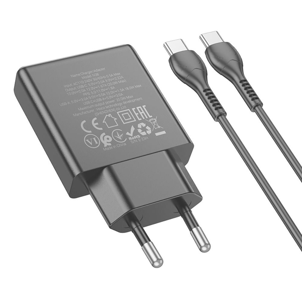    Hoco N38 USB/ Type-C, Quick Charge, PowerDelivery,   Type-C  Type-C, 