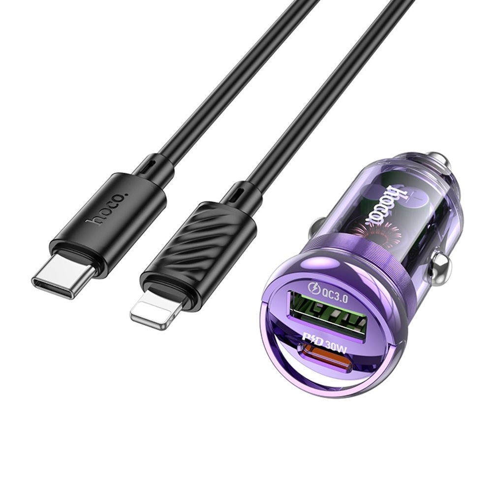    Hoco Z53A USB/ Type-C, Power Delivery (30 ), Quick Charge, transparent purple +  Type-C  Lightning | ,  