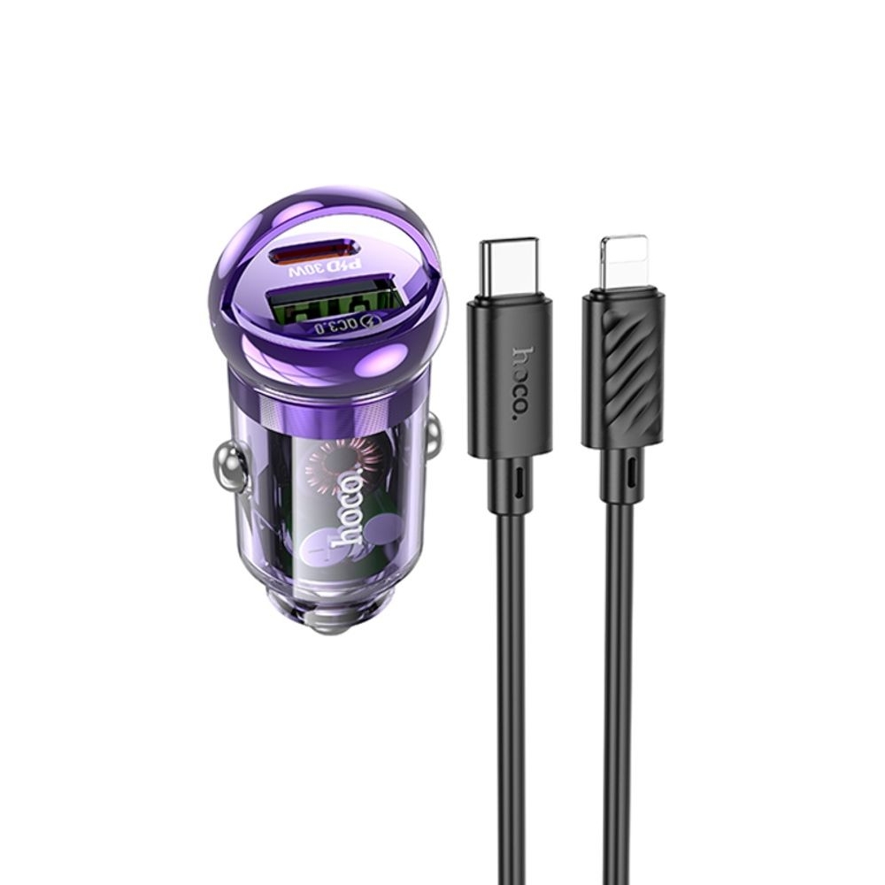    Hoco Z53A USB/ Type-C, Power Delivery (30 ), Quick Charge, transparent purple +  Type-C  Lightning | ,  