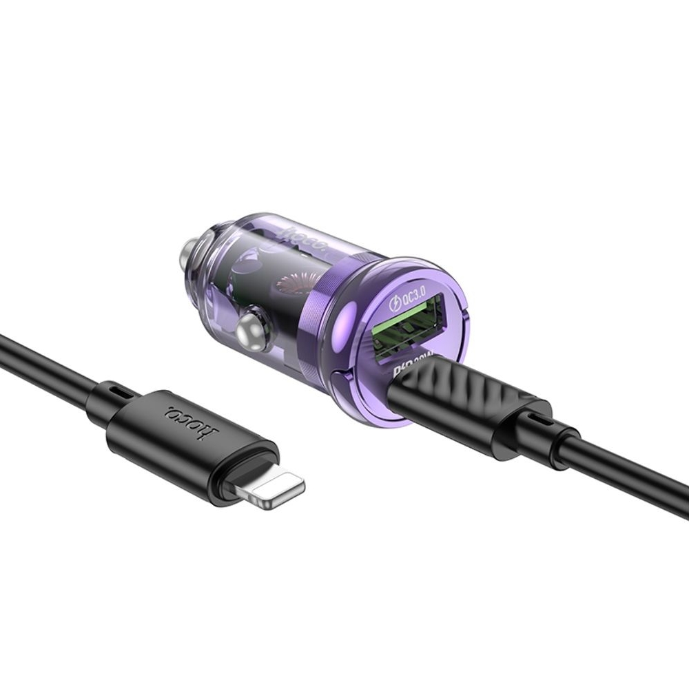    Hoco Z53A USB/ Type-C, Power Delivery (30 ), Quick Charge, transparent purple +  Type-C  Lightning | ,  