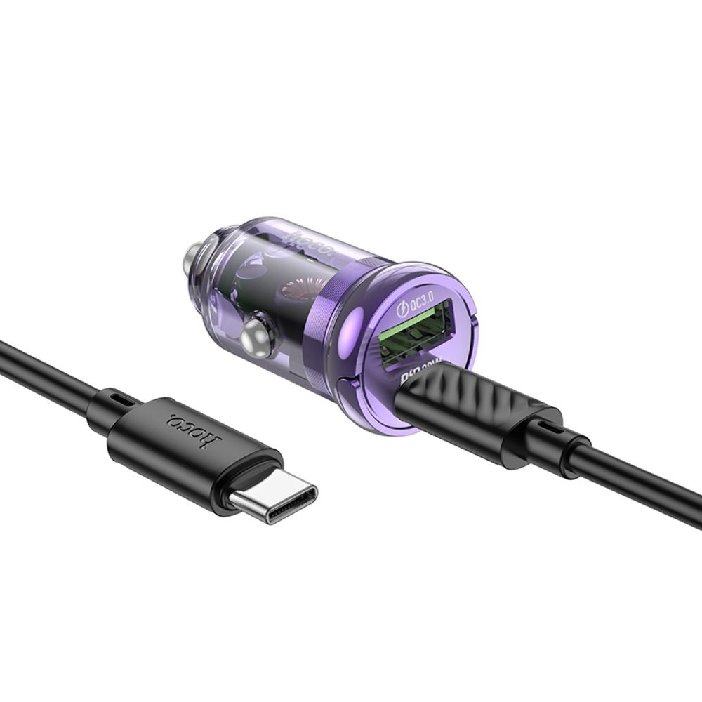    Hoco Z53A USB/ Type-C PD 30W QC transparent purple +  Type-C to Type-C