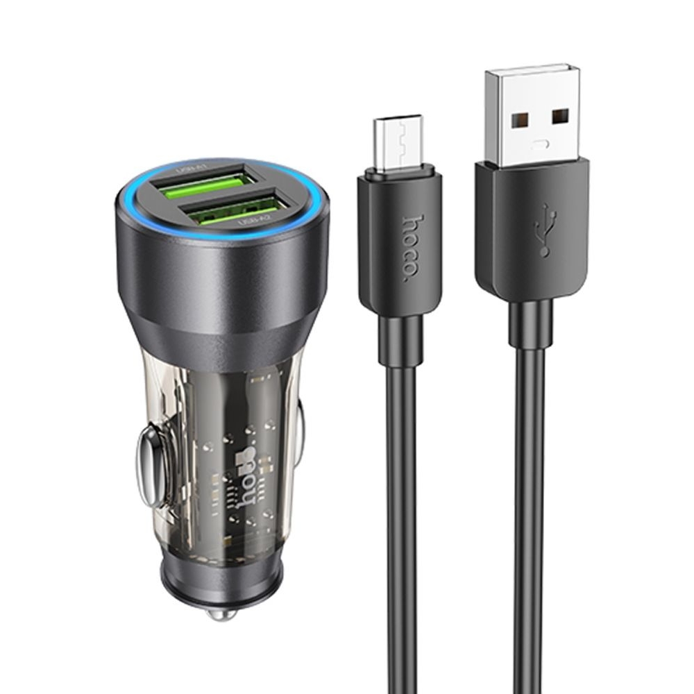    Hoco NZ12 2 USB, Quick Charge, 36W transparent,  +  USB to MicroUSB | ,  