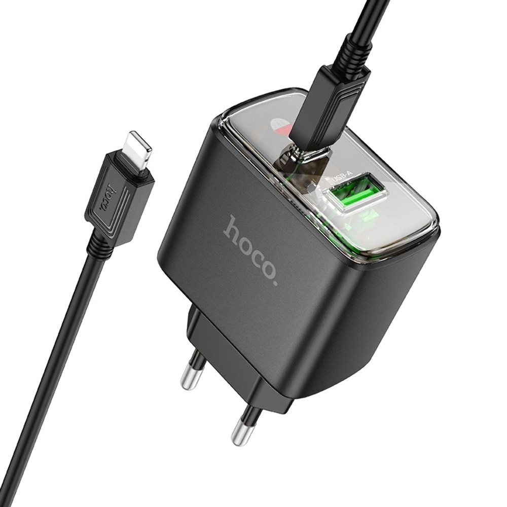    Hoco CS42A USB/ Type-C PD 30W QC black +  Type-C to Lightning