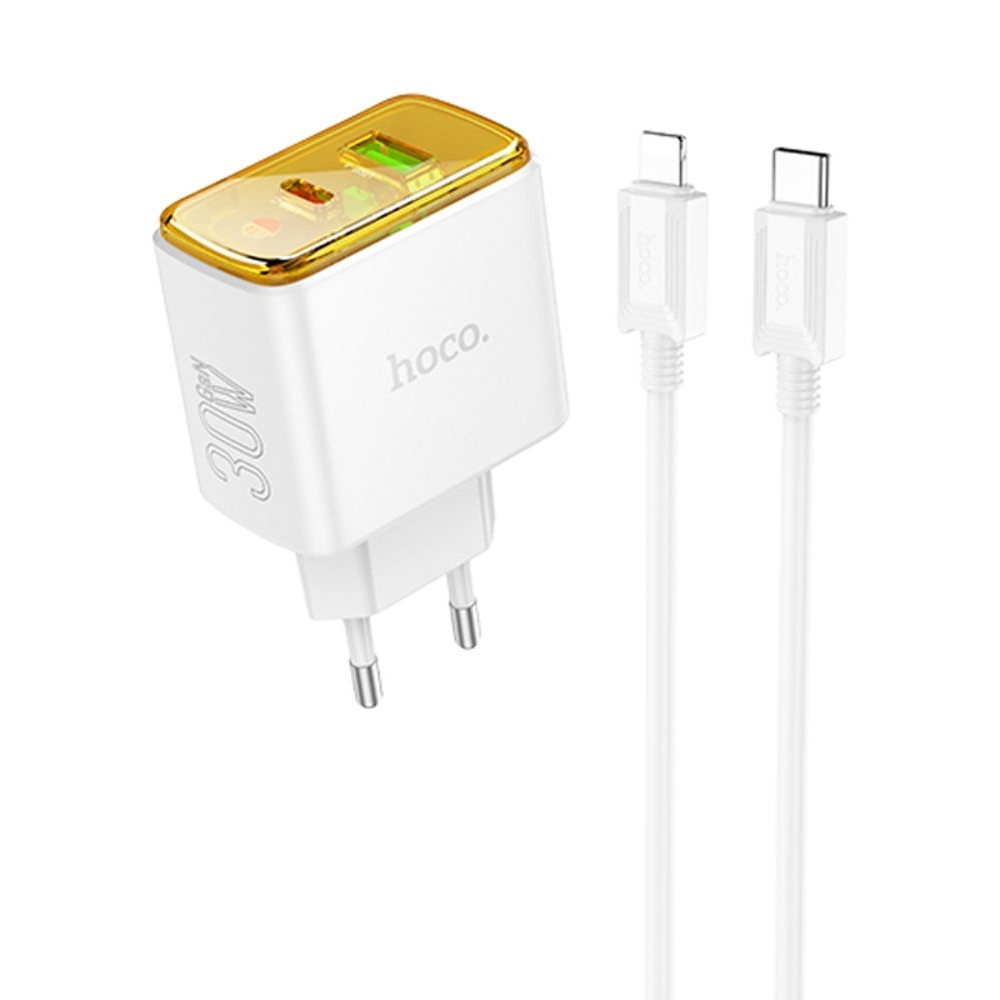    Hoco CS42A USB/ Type-C PD 30W QC white +  Type-C to Lightning