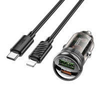    Hoco Z53A USB/ Type-C PD 30W QC transparent,  +  Type-C to Lightning